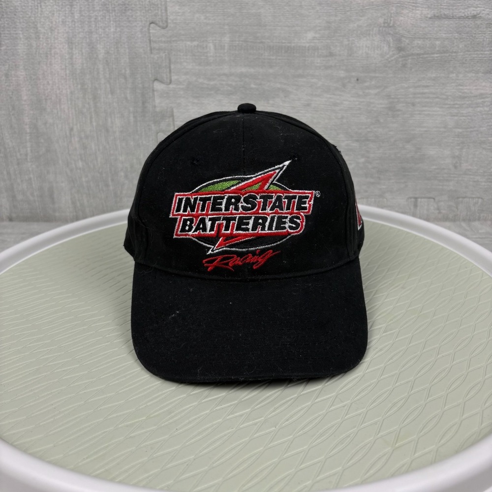 Vintage Interstate Batteries Racing Hat Cap Snapback Black‎ Canvas NASCAR Race